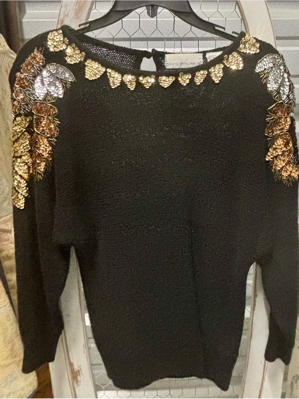 Vintage Black Women's Embellished Sweater